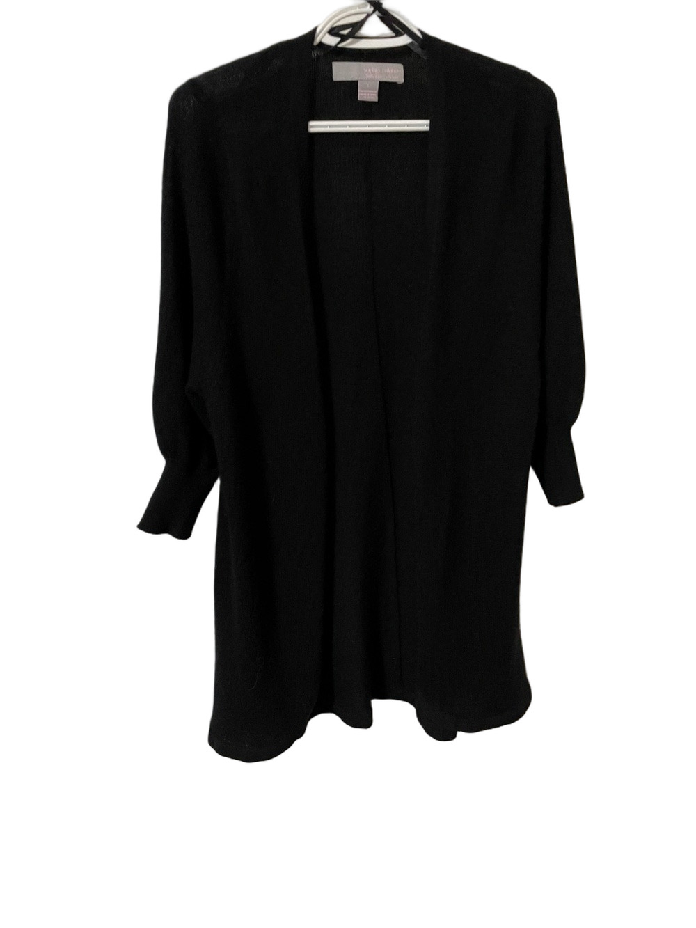 Sophia Milano 2 Ply Cashmere Black Open Front Cardigan Size Large